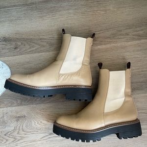 COPY - Sam Edelman short lug soled boots. Cream/khaki colored, size 8.